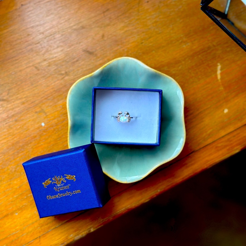 🦀 Sterling Silver Opal Crab Ring 💍